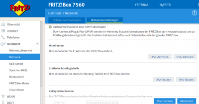 statische Adresse der Fritzbox ändern